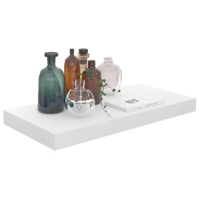 Alt view image 13 of 17 - vidaXL Floating Wall Shelves 2 pcs High Gloss White 19.7"x9.1"x1.5" MDF