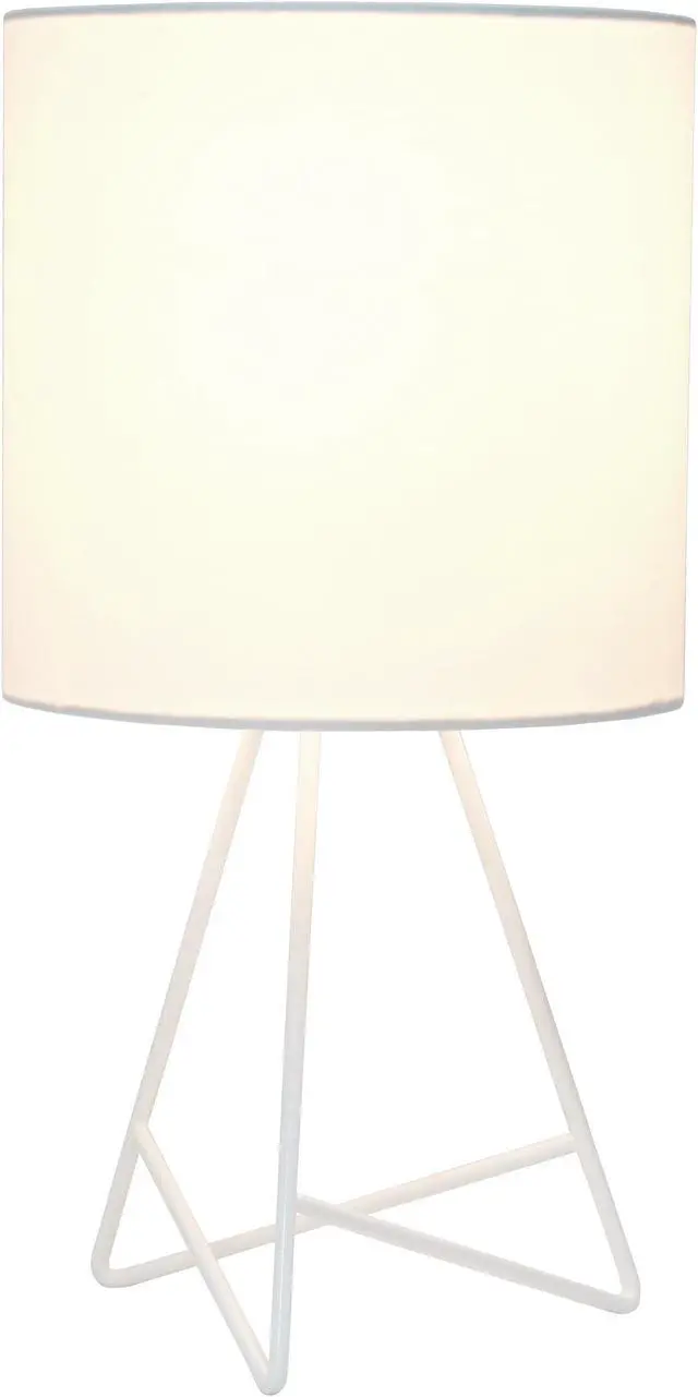Alt view image 18 of 19 - Simple Designs Down to the Wire Table Lamp with Fabric Shade, White with White Shade