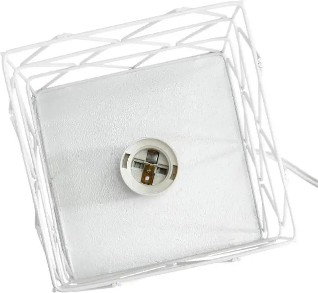 Alt view image 18 of 18 - Simple Designs White Geometric Square Metal Table Lamp