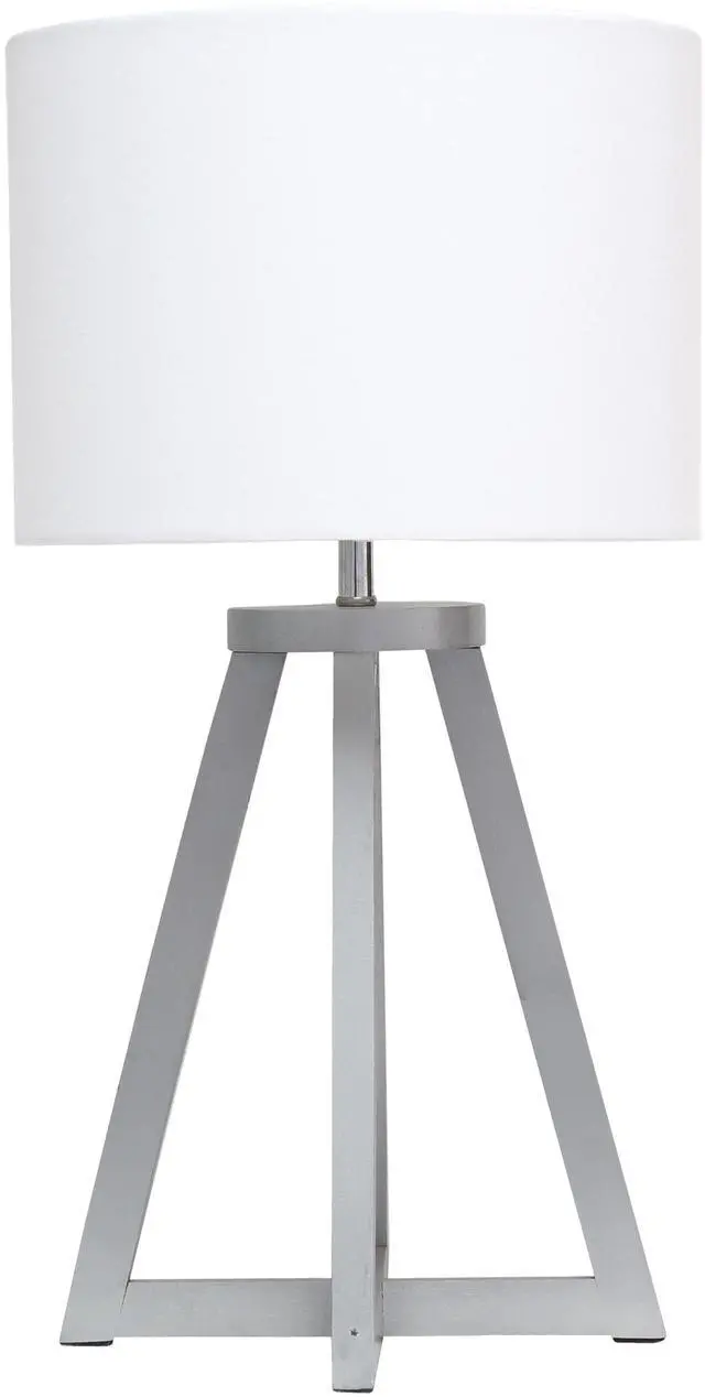 Alt view image 17 of 18 - Simple Designs Interlocked Triangular Gray Wood Table Lamp with White Fabric Shade