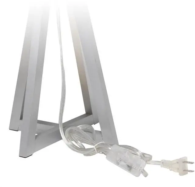 Alt view image 18 of 18 - Simple Designs Interlocked Triangular Gray Wood Table Lamp with White Fabric Shade