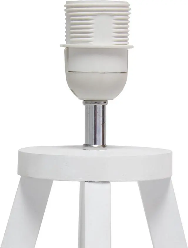 Alt view image 18 of 18 - Simple Designs Interlocked Triangular White Wood Table Lamp with Gray Fabric Shade