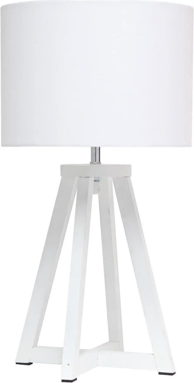Alt view image 16 of 18 - Simple Designs Interlocked Triangular White Wood Table Lamp with White Fabric Shade