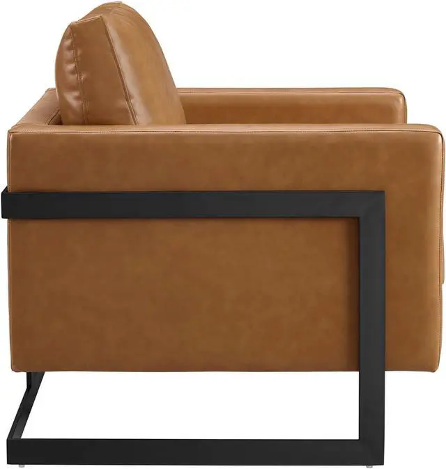 Alt view image 2 of 13 - Posse Vegan Leather Accent Chair Black Tan