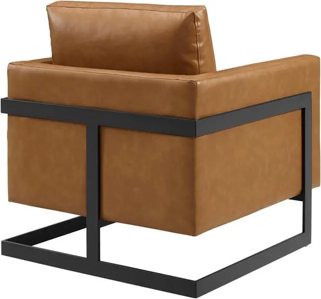 Alt view image 3 of 13 - Posse Vegan Leather Accent Chair Black Tan