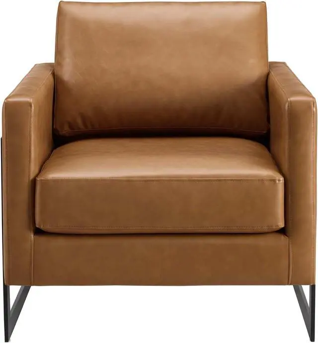 Alt view image 4 of 13 - Posse Vegan Leather Accent Chair Black Tan