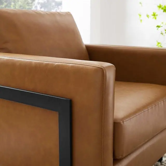 Alt view image 6 of 13 - Posse Vegan Leather Accent Chair Black Tan