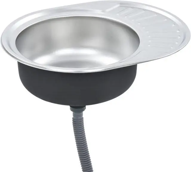 Alt view image 12 of 14 - vidaXL Kitchen Sink Undermount Sink with Strainer Stainless Steel Sink Round