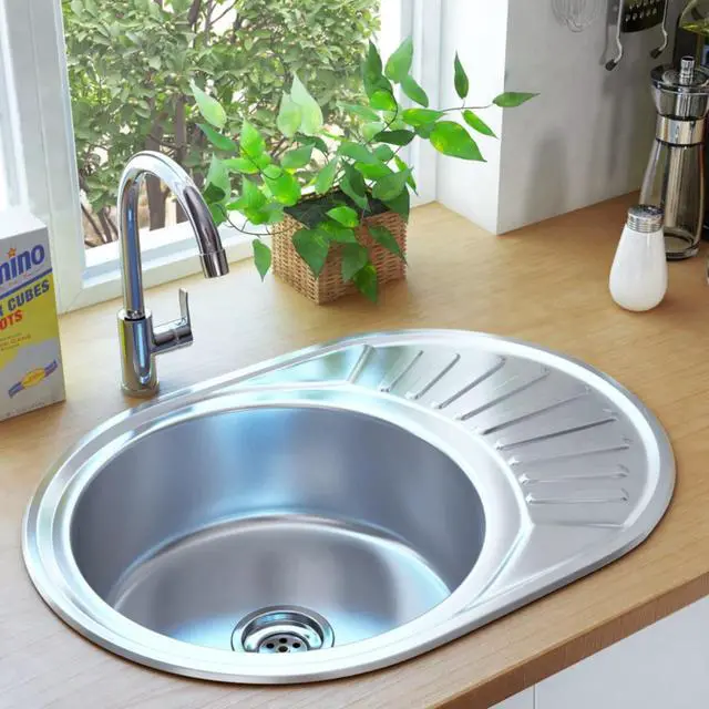 Alt view image 13 of 14 - vidaXL Kitchen Sink Undermount Sink with Strainer Stainless Steel Sink Round