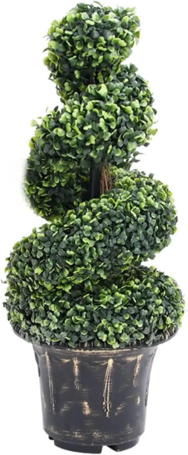 Alt view image 4 of 10 - vidaXL Artificial Boxwood Spiral Plant with Pot Green 35"