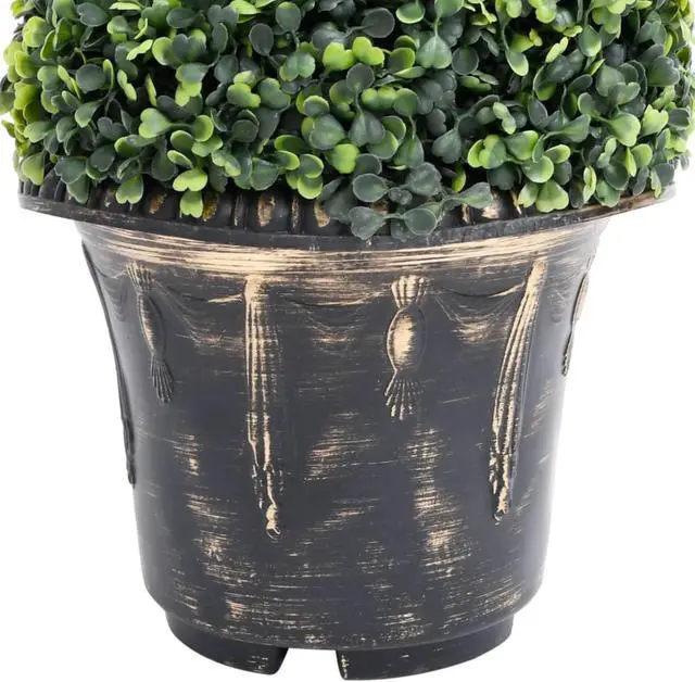 Alt view image 3 of 10 - vidaXL Artificial Boxwood Spiral Plant with Pot Green 23.2"
