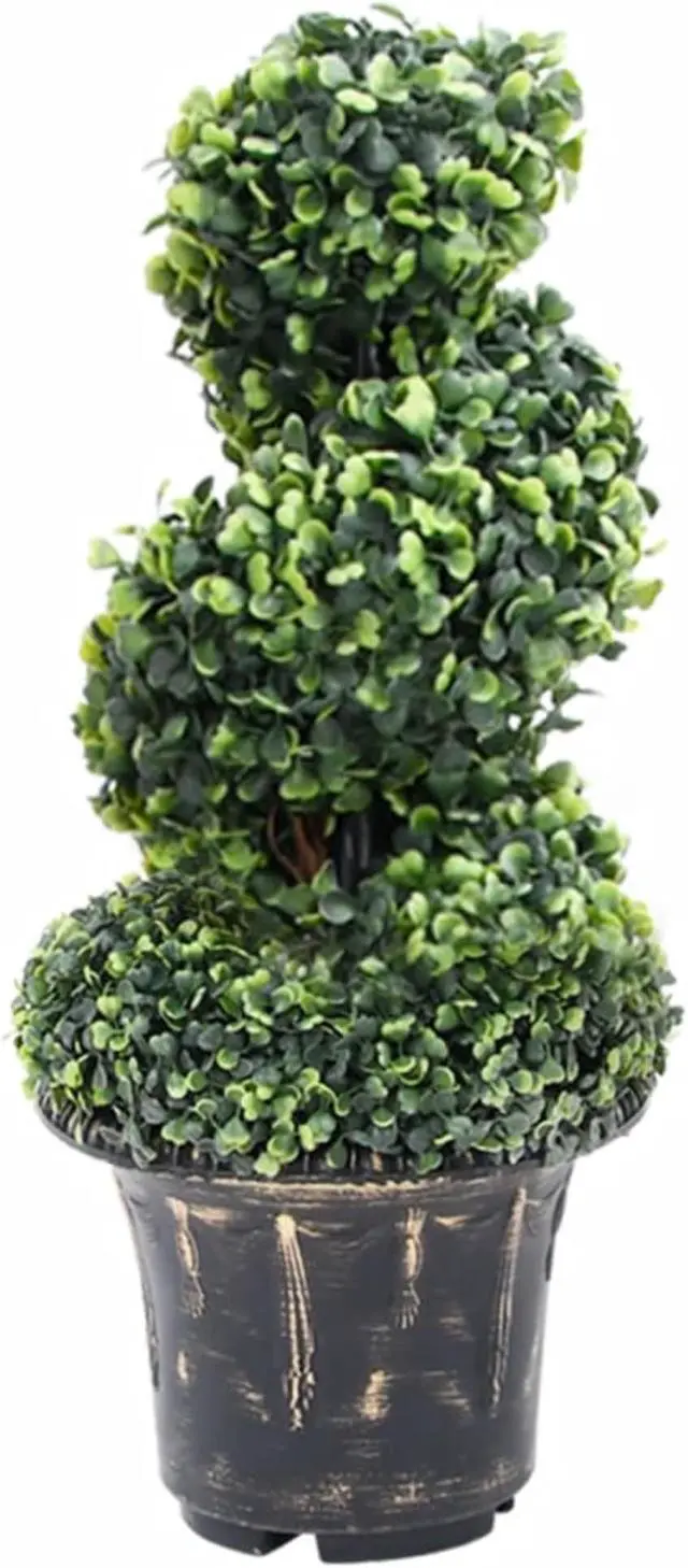 Alt view image 4 of 10 - vidaXL Artificial Boxwood Spiral Plant with Pot Green 23.2"