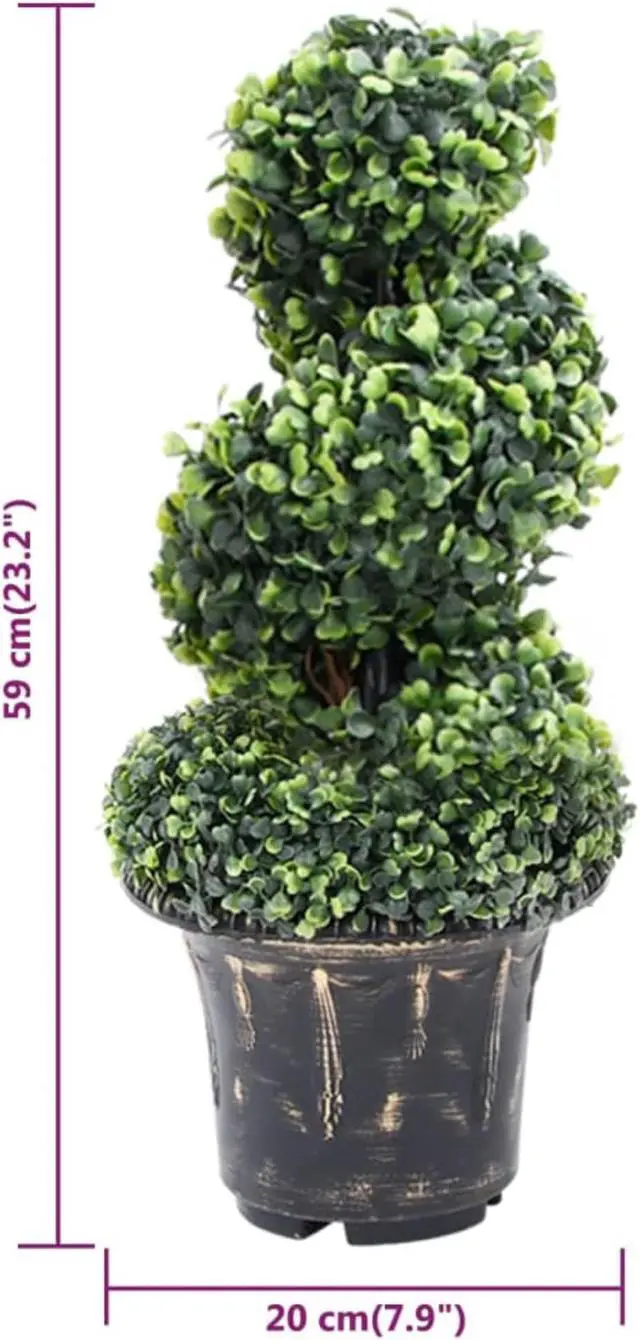 Alt view image 5 of 10 - vidaXL Artificial Boxwood Spiral Plant with Pot Green 23.2"