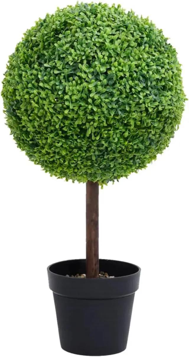 Alt view image 4 of 10 - vidaXL Artificial Boxwood Plant with Pot Ball Shaped Green 28"