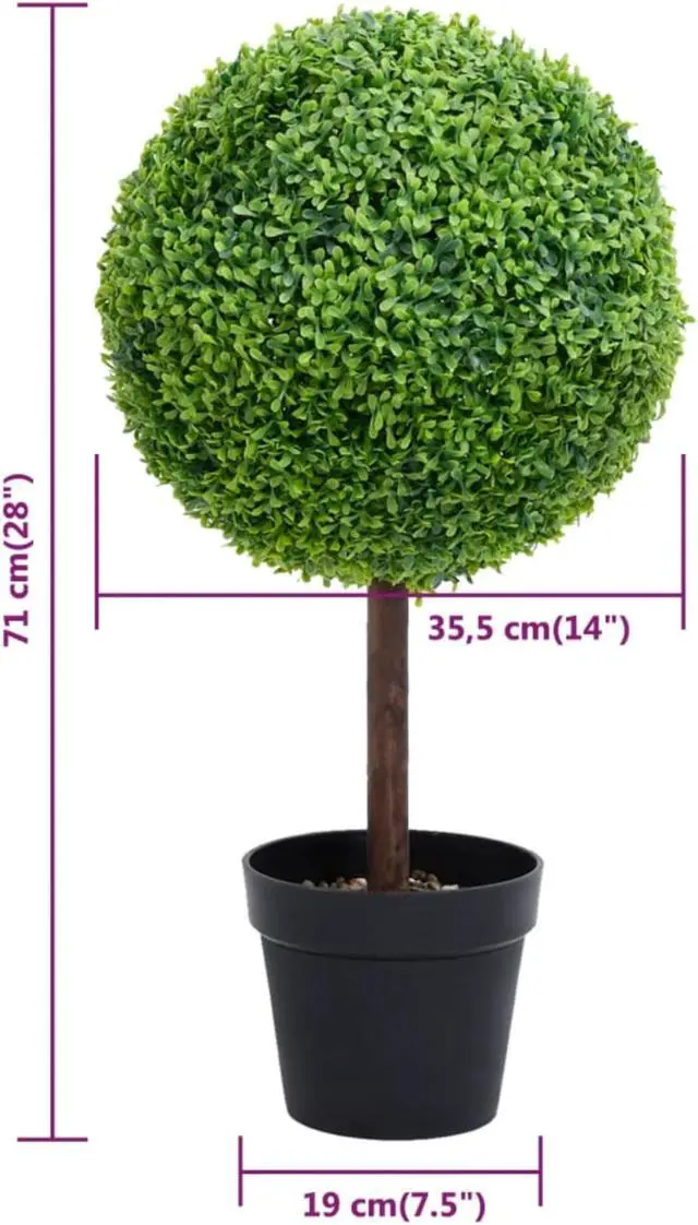 Alt view image 5 of 10 - vidaXL Artificial Boxwood Plant with Pot Ball Shaped Green 28"