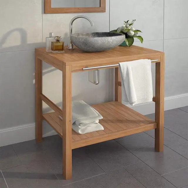 Alt view image 2 of 9 - vidaXL Bathroom Vanity Cabinet Solid Teak 29.1"x17.7"x29.5"