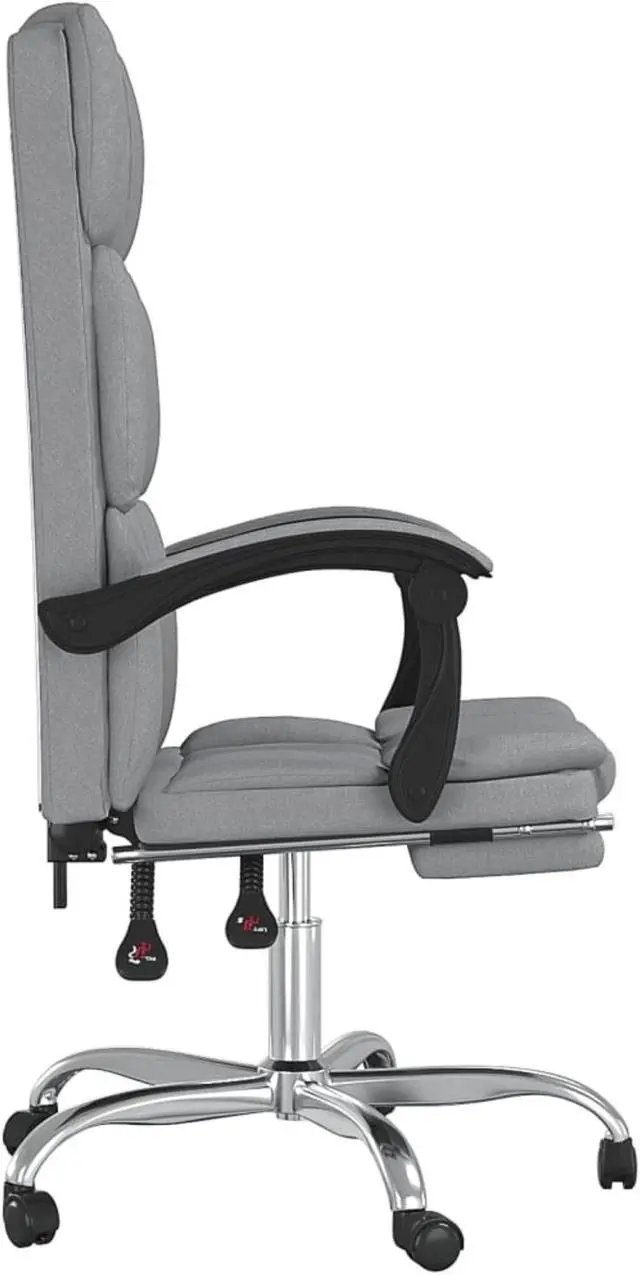Alt view image 3 of 10 - vidaXL Reclining Office Chair Light Gray Fabric
