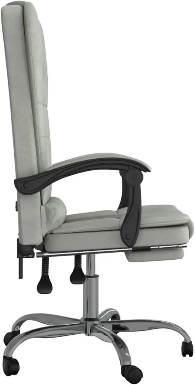 Alt view image 3 of 10 - vidaXL Massage Reclining Office Chair Light Gray Velvet