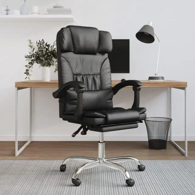 Alt view image 2 of 10 - vidaXL Massage Reclining Office Chair Black Faux Leather