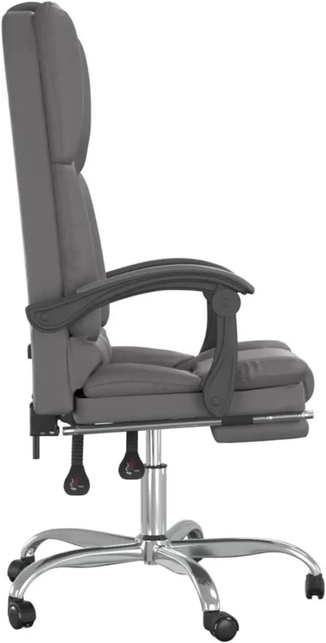 Alt view image 3 of 9 - vidaXL Massage Reclining Office Chair Gray Faux Leather