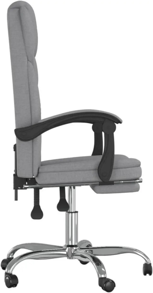 Alt view image 3 of 10 - vidaXL Reclining Office Chair Light Gray Fabric
