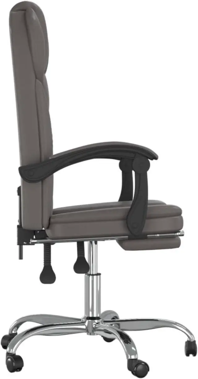 Alt view image 3 of 10 - vidaXL Reclining Office Chair Gray Faux Leather