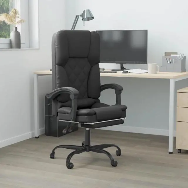 Alt view image 2 of 10 - vidaXL Massage Reclining Office Chair Black Faux Leather