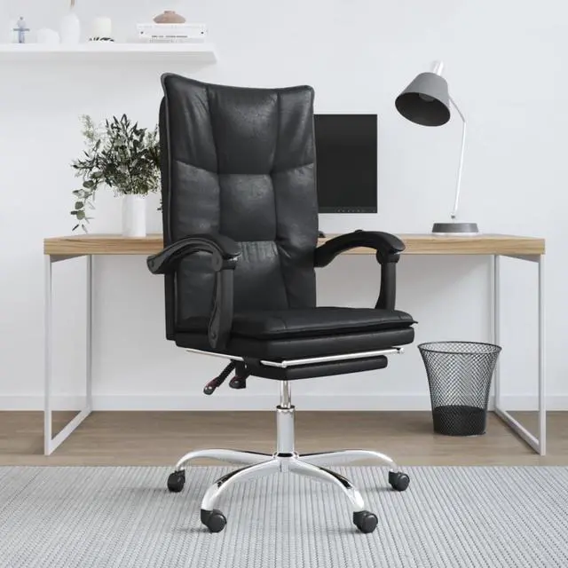 Alt view image 2 of 9 - vidaXL Reclining Office Chair Black Faux Leather