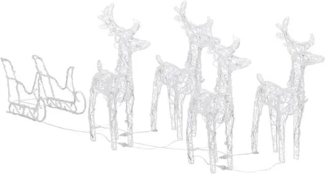 Main image of vidaXL Reindeers & Sleigh Christmas Decoration 110.2"x11"x21.7" Acrylic
