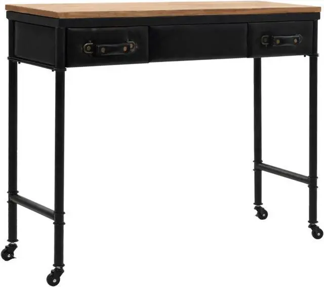 Alt view image 2 of 10 - vidaXL Console Table with Castors 39.4"x13"x31.5" Solid Wood Fir