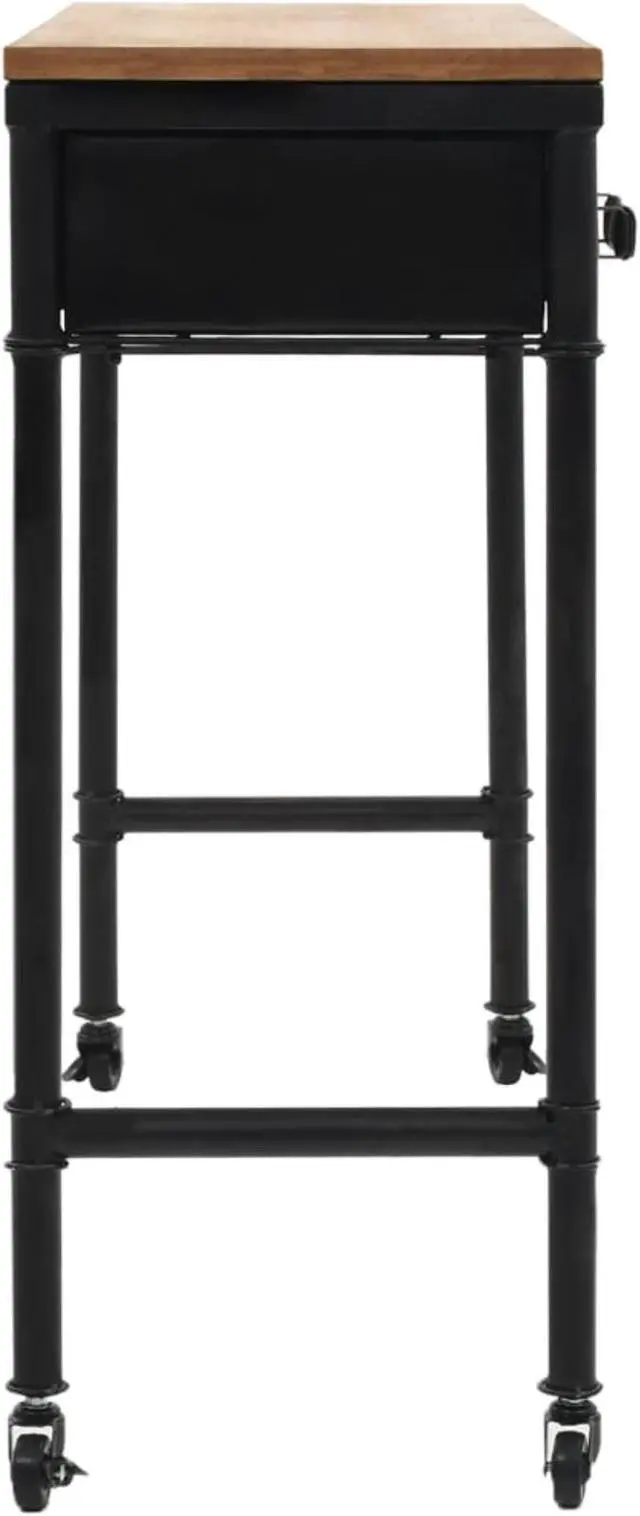 Alt view image 3 of 10 - vidaXL Console Table with Castors 39.4"x13"x31.5" Solid Wood Fir