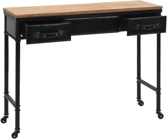 Main image of vidaXL Console Table with Castors 39.4"x13"x31.5" Solid Wood Fir