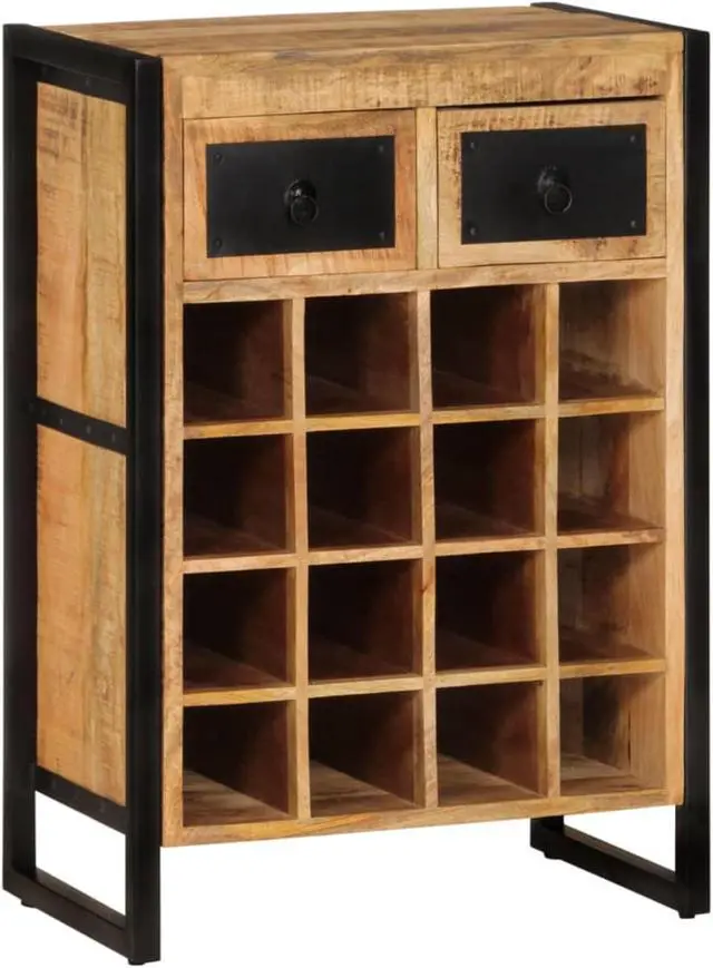 Alt view image 2 of 8 - vidaXL Wine Rack for 16 Bottles Solid Wood Mango