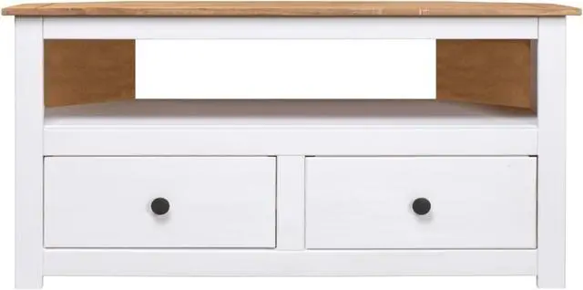 Main image of vidaXL Corner TV Cabinet White 36.6"x19.3"x19.3" Solid Pine Panama Range