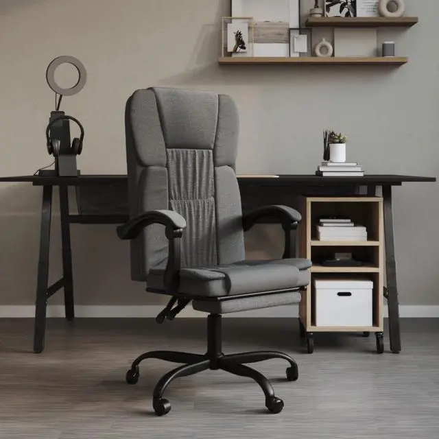 Alt view image 2 of 10 - vidaXL Reclining Office Chair Dark Gray Fabric