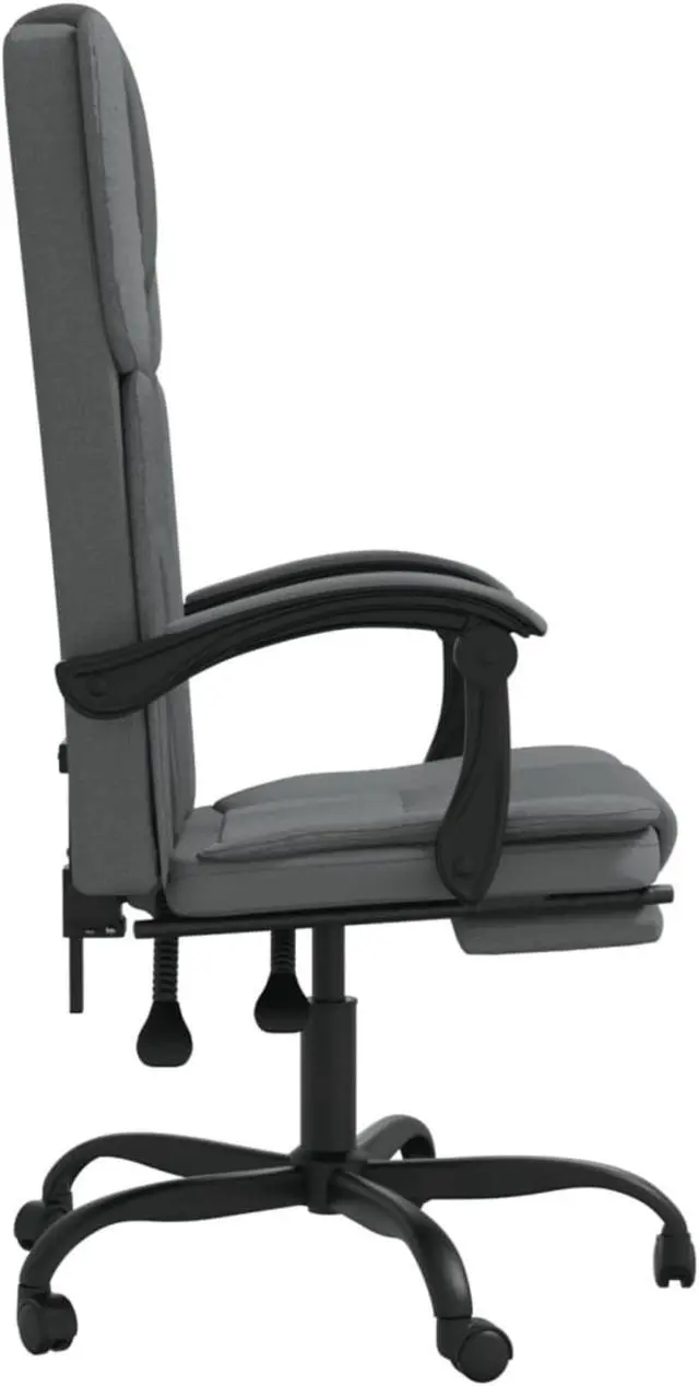 Alt view image 3 of 10 - vidaXL Reclining Office Chair Dark Gray Fabric