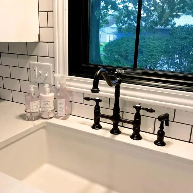 Alt view image 12 of 12 - Kingston Brass KS1275TALBS Tudor 8" Center Kitchen Faucet With Brass Sprayer