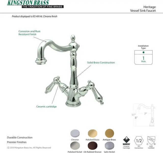 Alt view image 6 of 6 - HERITAGE VESSEL SINK FCT W/O POP-UP ROD W/4 PLATE-Oil Rubbed Bronze Finish