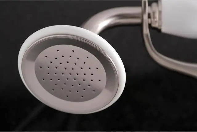 Alt view image 5 of 7 - kingston brass ks285sn essex 31/2" to 81/2" adjustable centers wall mount clawfoot tub filler with hand shower, 7" spout reach, satin nickel