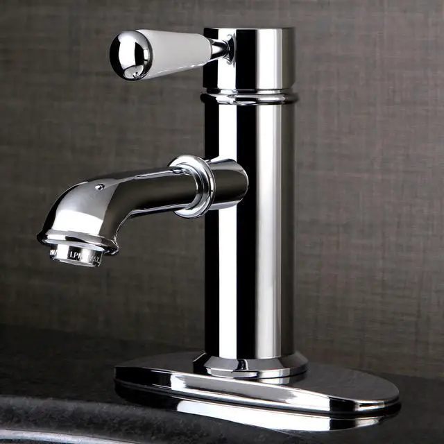 Alt view image 11 of 11 - kingston brass ks7411dpl single porcelain lever handle lavatory faucet with brass popup with 5" spout reach, polished chrome