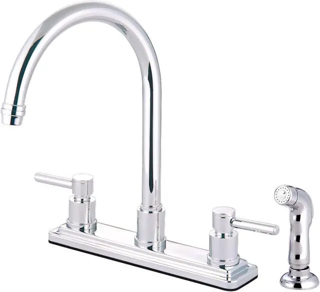 Alt view image 6 of 6 - Kingston Brass KS8791DL 8 Inch Center Kitchen Faucet With Side Sprayer - Polished Chrome