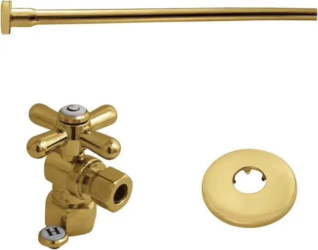 Main image of Kingston Brass KTK102P Toilet Supply Kit, 1/2" IPS (Iron Pipe Size) Inlet - 3/8" Outlet, Polished Brass