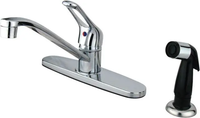 Alt view image 3 of 3 - Kingston Brass KB562 Single Handle Kitchen Faucet With Black Sprayer