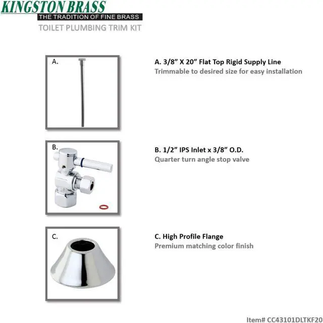 Alt view image 3 of 3 - KINGSTON BRASS CC43101DLTKF20 CC43101DLTKF20 Plumbing Toilet Trim Kit