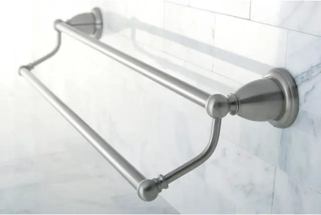Alt view image 4 of 4 - Kingston Brass BA1753SN Heritage 24 Inch Wall Mount Dual Towel Bar - Satin Nickel