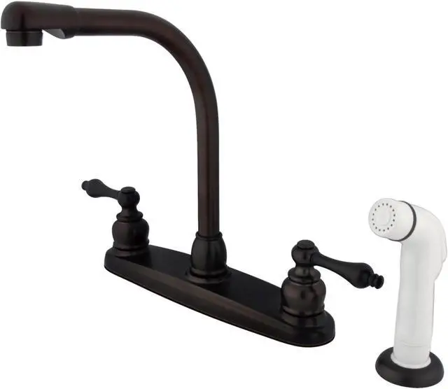 Alt view image 4 of 4 - Kingston Brass KB715AL High Arch Kitchen Faucet With Non-Metallic Sprayer