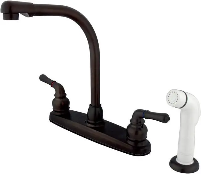 Alt view image 3 of 3 - Kingston Brass KB755 8 Inch Center Kitchen Faucet With Side Sprayer - Oil Rubbed Bronze