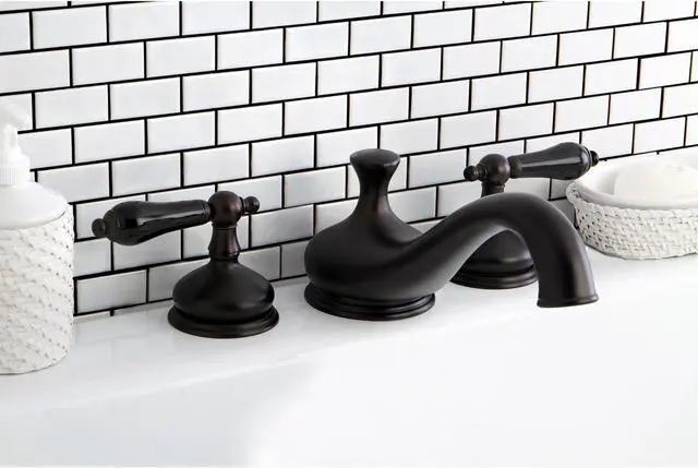 Alt view image 5 of 6 - Kingston Brass KS3335PKL Heritage Onyx Roman Tub Filler With Black Porcelain Lev