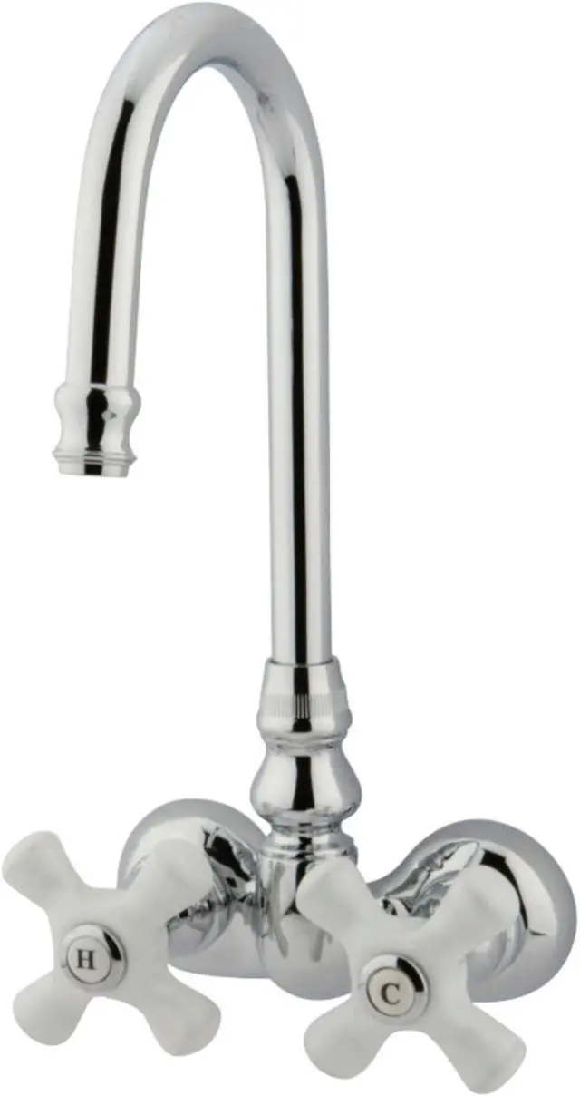 Alt view image 3 of 3 - Kingston Brass Cc80T1 Hi-Rise Spout Clawfoot Tub Filler - Polished Chrome Finish