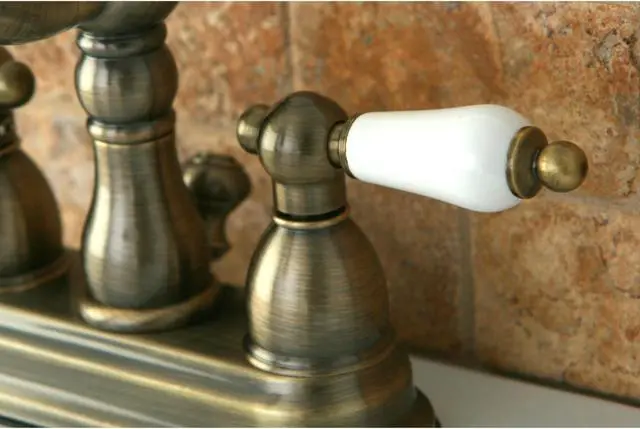 Alt view image 7 of 8 - Kingston Brass KB160.PL Heritage Centerset Bathroom Faucet with Brass Pop-Up Dra, Antique Brass